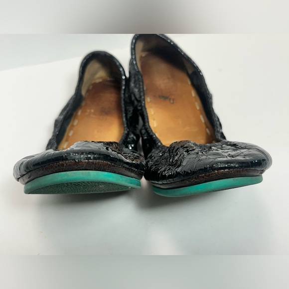 Tieks Obsidian Black Croc Patent Style Flat Ballet Shoe Womens Size 9 - Picture 3 of 16
